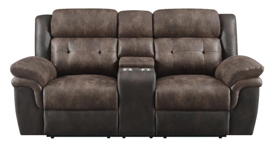 Saybrook Tufted Cushion Motion Loveseat Chocolate and Dark Brown