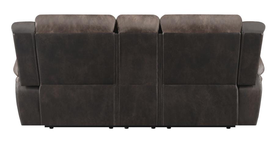 Saybrook Tufted Cushion Motion Loveseat Chocolate and Dark Brown