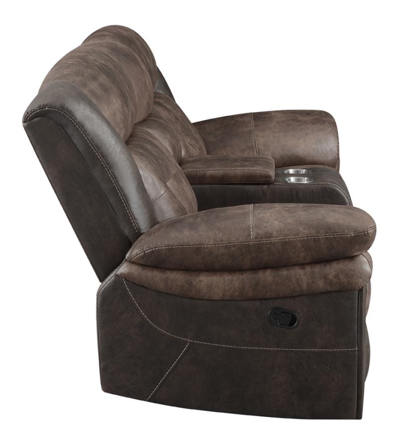 Saybrook Tufted Cushion Motion Loveseat Chocolate and Dark Brown