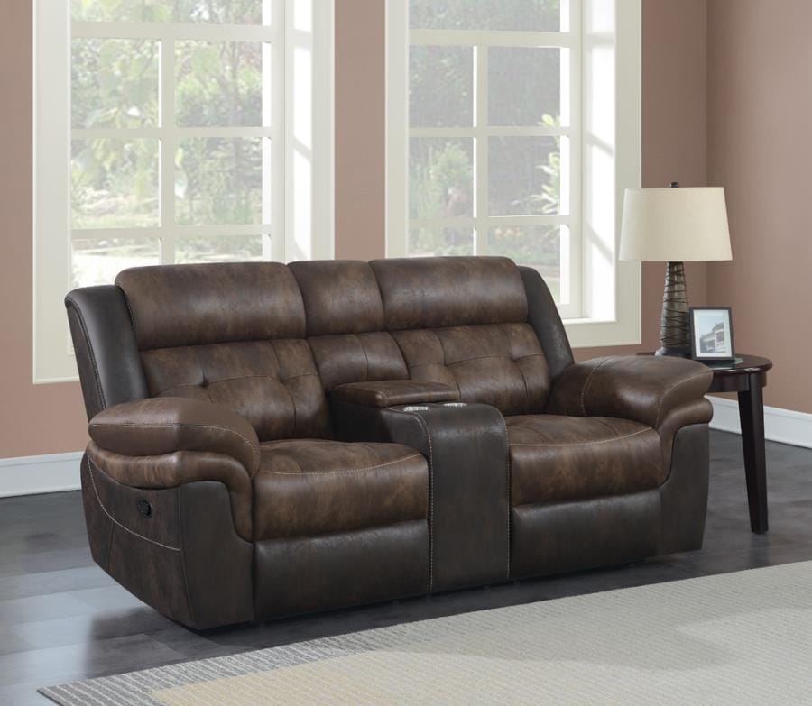 Saybrook Tufted Cushion Motion Loveseat Chocolate and Dark Brown