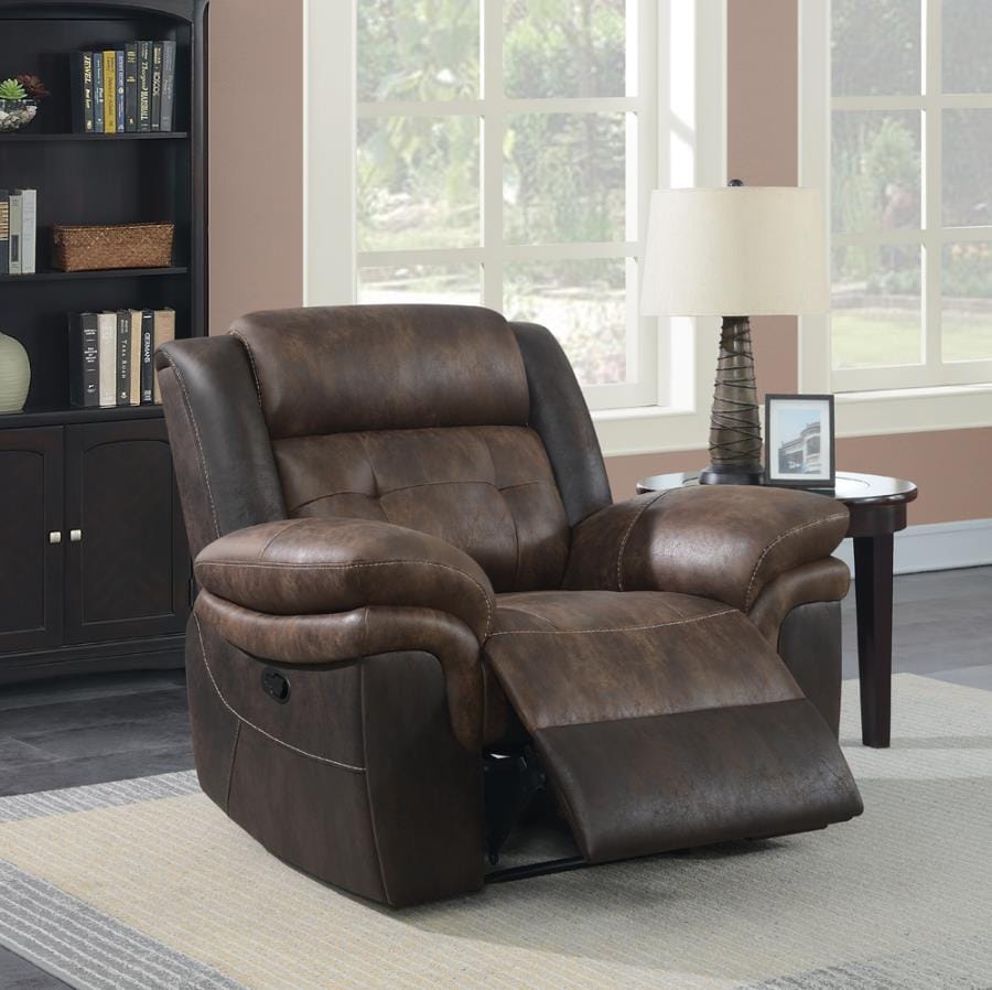 Saybrook Tufted Cushion Recliner Chocolate and Dark Brown