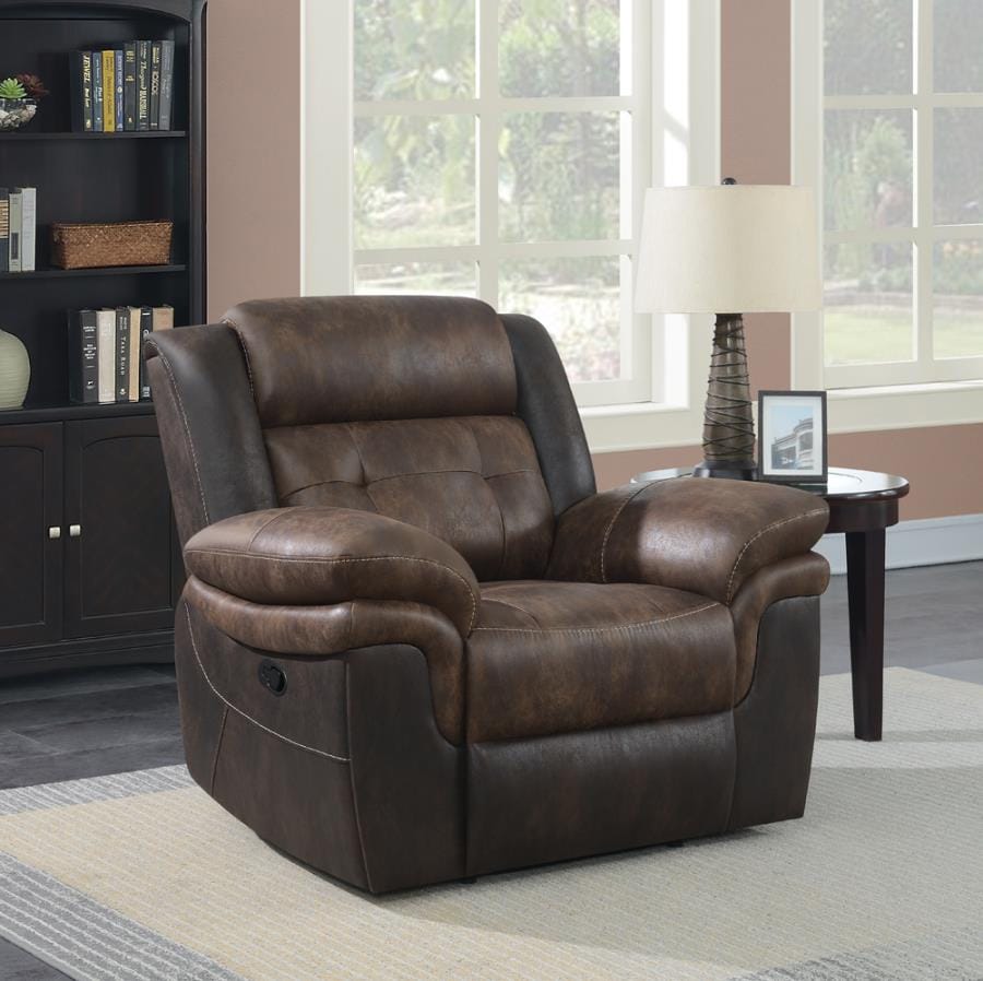 Saybrook Tufted Cushion Recliner Chocolate and Dark Brown