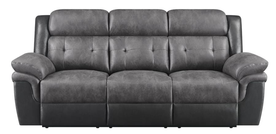 Saybrook Tufted Cushion Motion Sofa Charcoal and Black