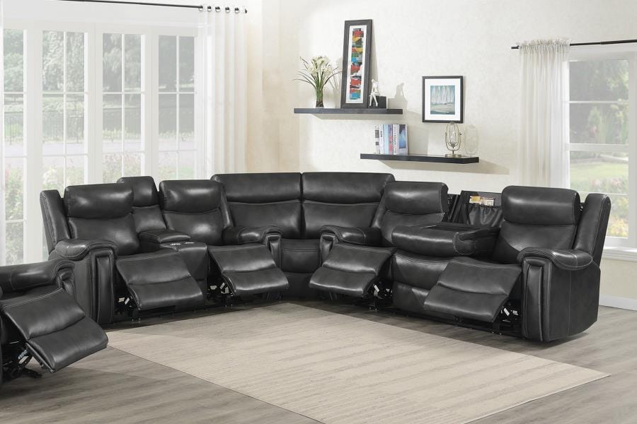 Shallowford 3-piece Upholstered Power^2 Sectional Hand Rubbed Charcoal