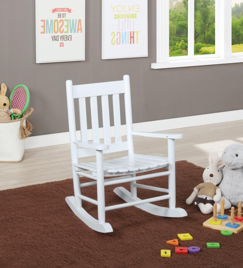 Annie Slat Back Youth Rocking Chair White