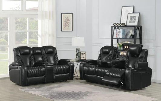 Bismark 2-piece Living Room Set with Power Headrest Black