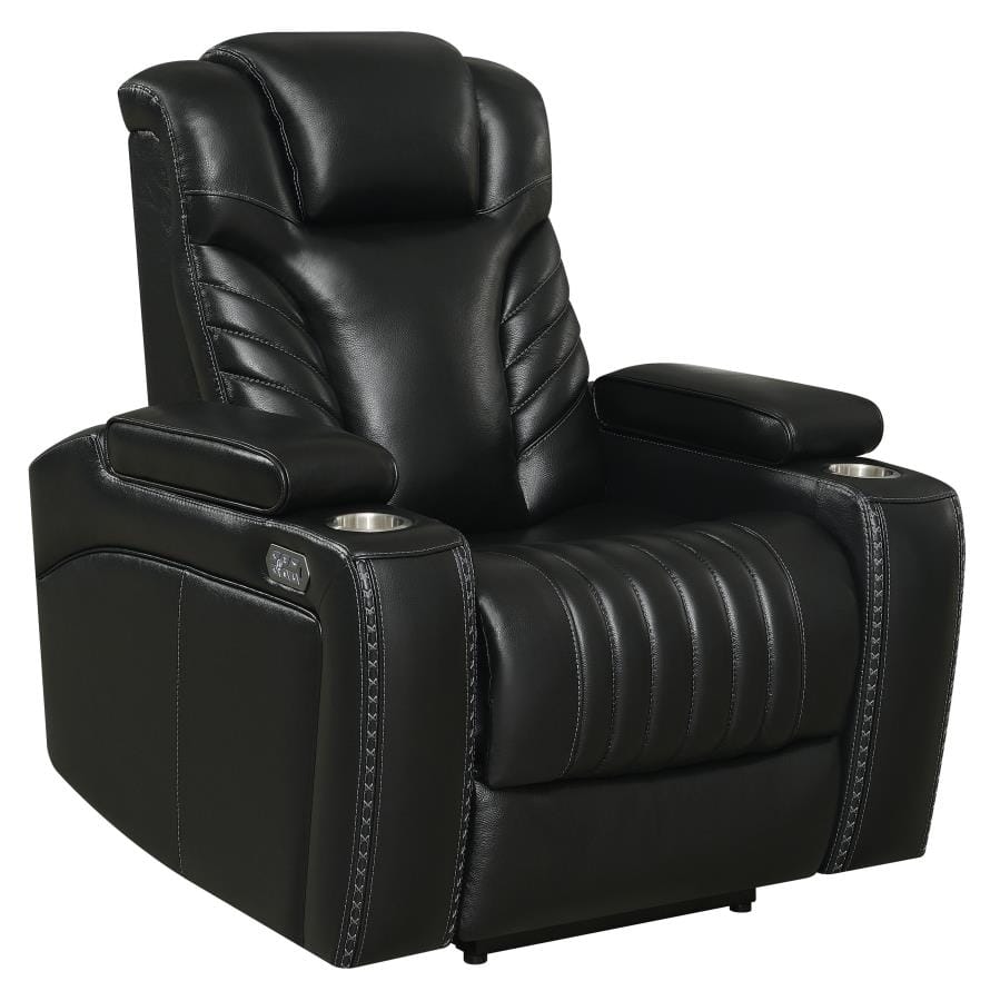 Bismark 3-piece Living Room Set with Power Headrest Black