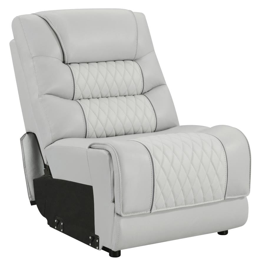 Garnet Upholstered Power Reclining Seat and Power Headrest Sofa Light Grey