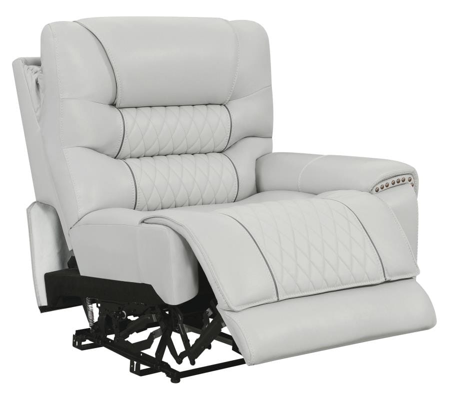 Garnet Upholstered Power Reclining Seat and Power Headrest Sofa Light Grey