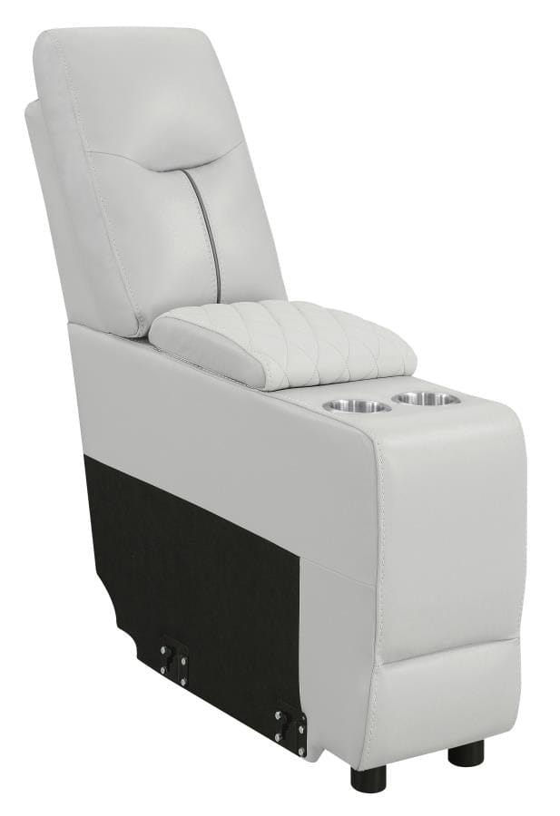 Garnet Upholstered Power Reclining Seat and Power Headrest Loveseat with Console Light Grey