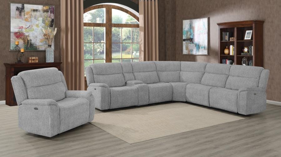 Wagner 6-piece Modular Power^2 Sectional Light Grey