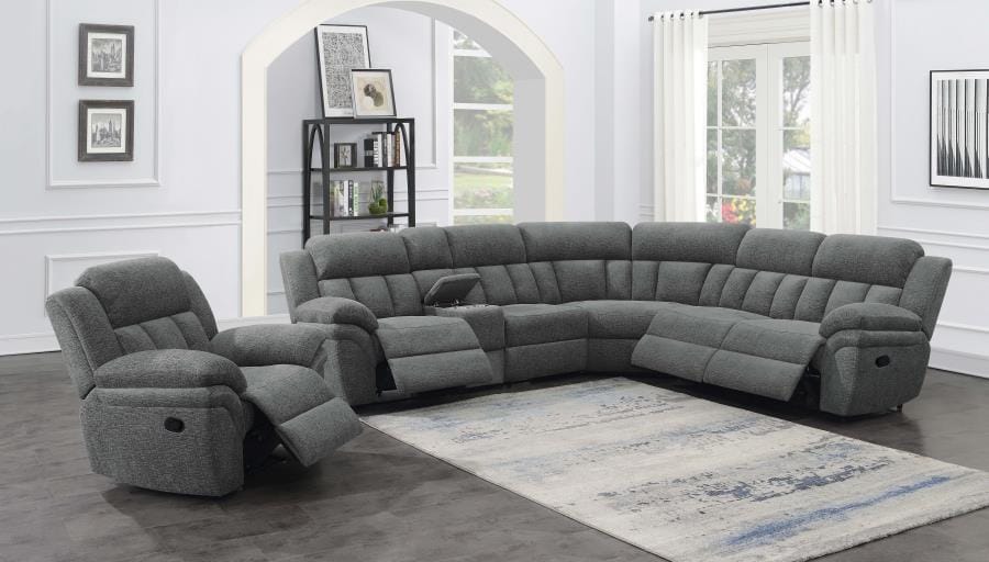 Bahrain 6-piece Upholstered Motion Sectional Charcoal