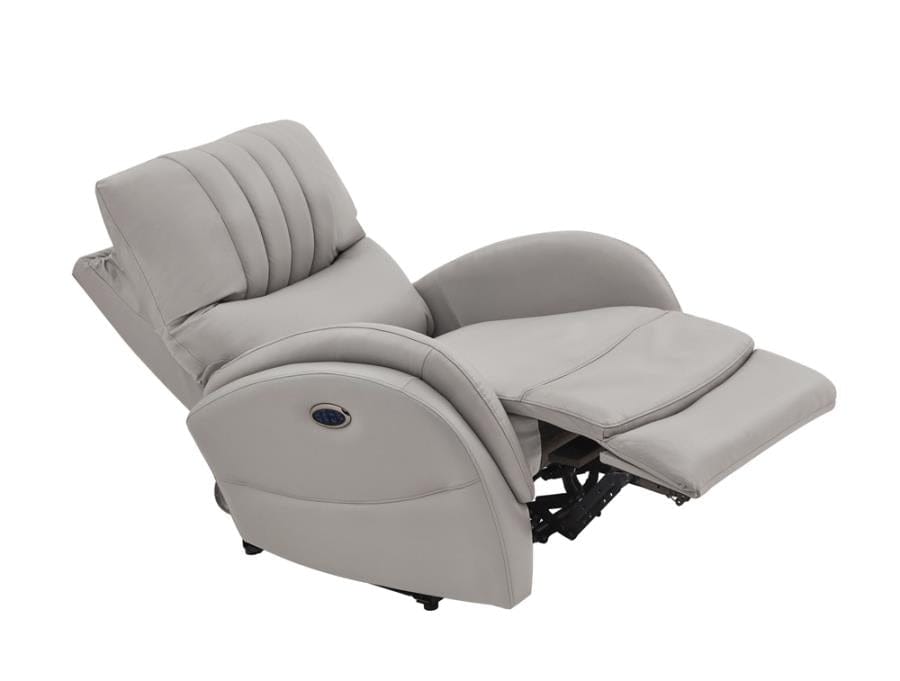 Upholstered Power^3 Recliner with Power Lumbar Light Grey