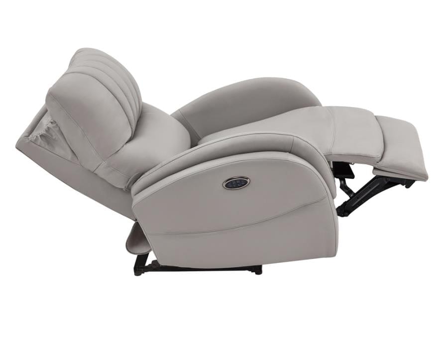 Upholstered Power^3 Recliner with Power Lumbar Light Grey