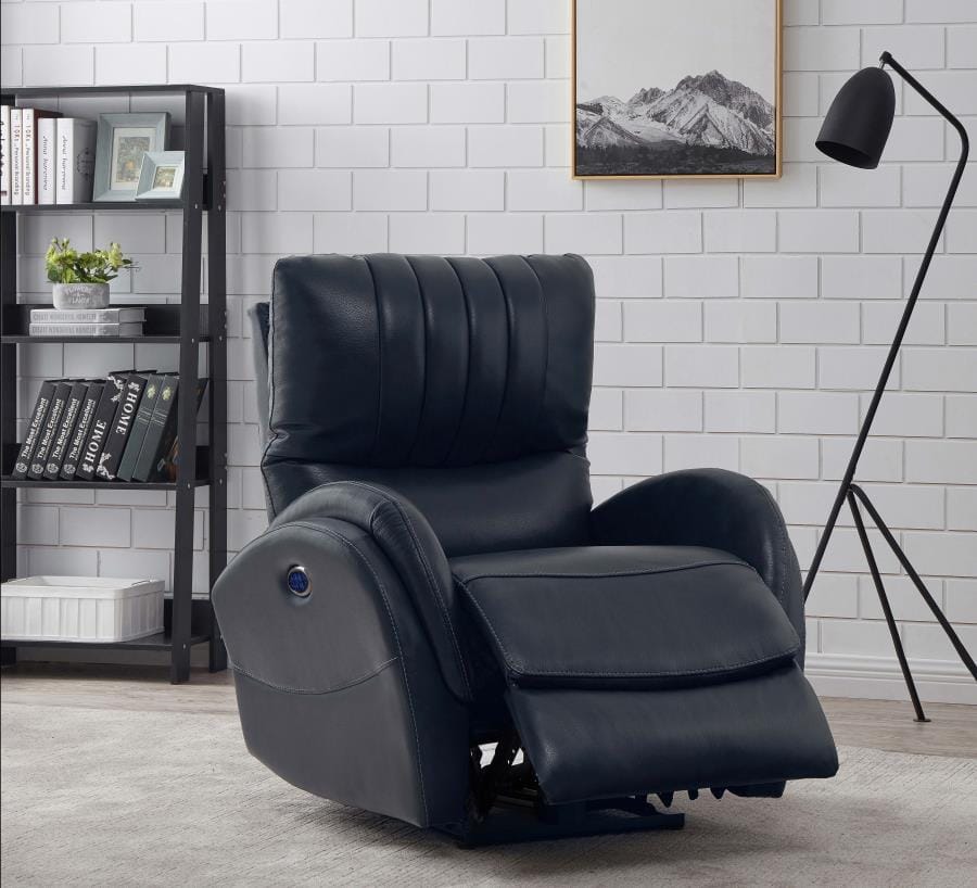 Upholstered Power^3 Recliner with Power Lumbar Blue