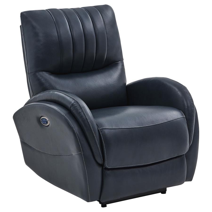Upholstered Power^3 Recliner with Power Lumbar Blue
