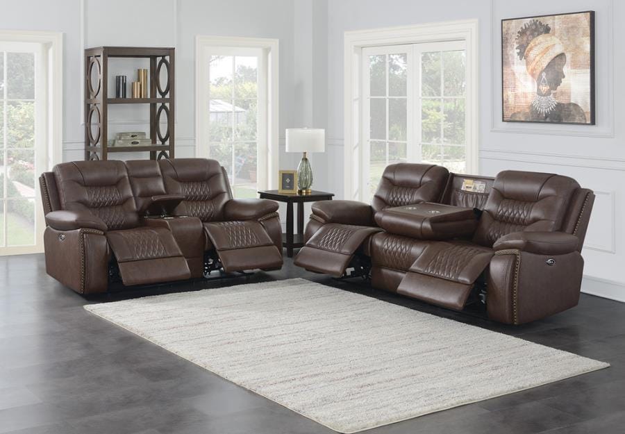 Flamenco 2-piece Tufted Upholstered Power Living Room Set Brown