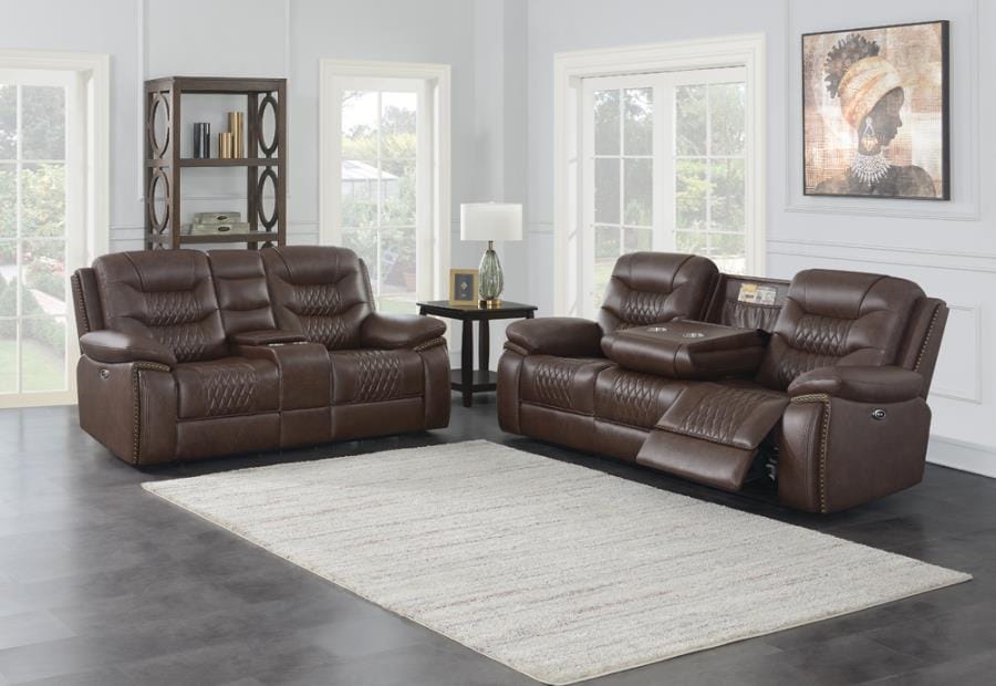 Flamenco 2-piece Tufted Upholstered Power Living Room Set Brown