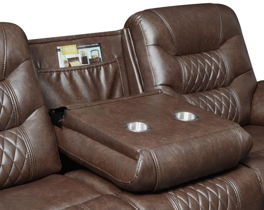 Flamenco Tufted Upholstered Power Sofa Brown