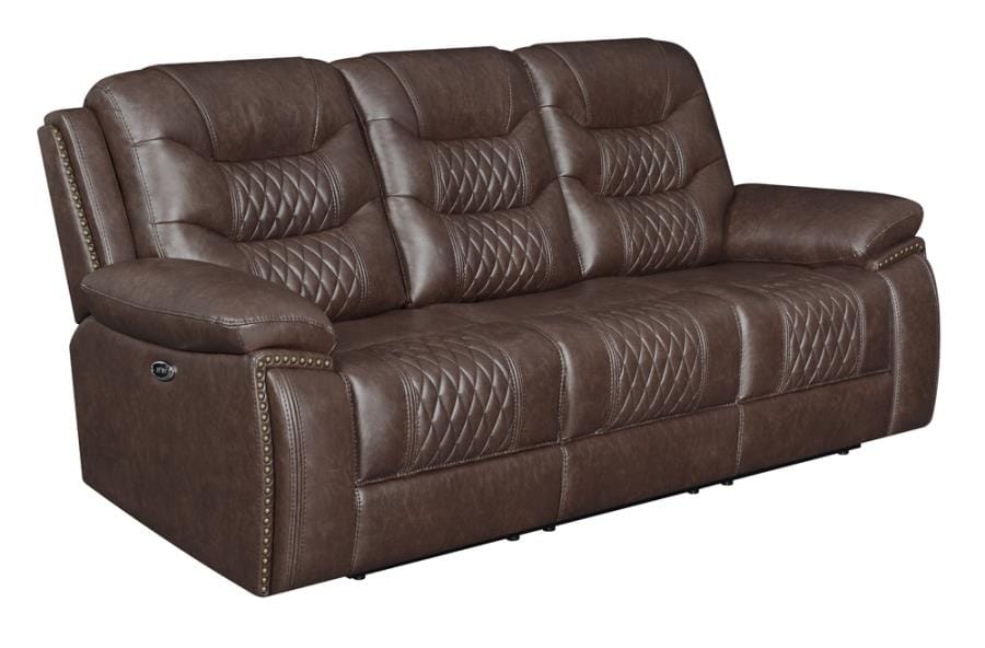 Flamenco Tufted Upholstered Power Sofa Brown