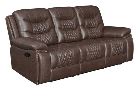 Flamenco Tufted Upholstered Motion Sofa Brown