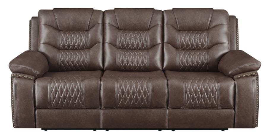 Flamenco Tufted Upholstered Motion Sofa Brown