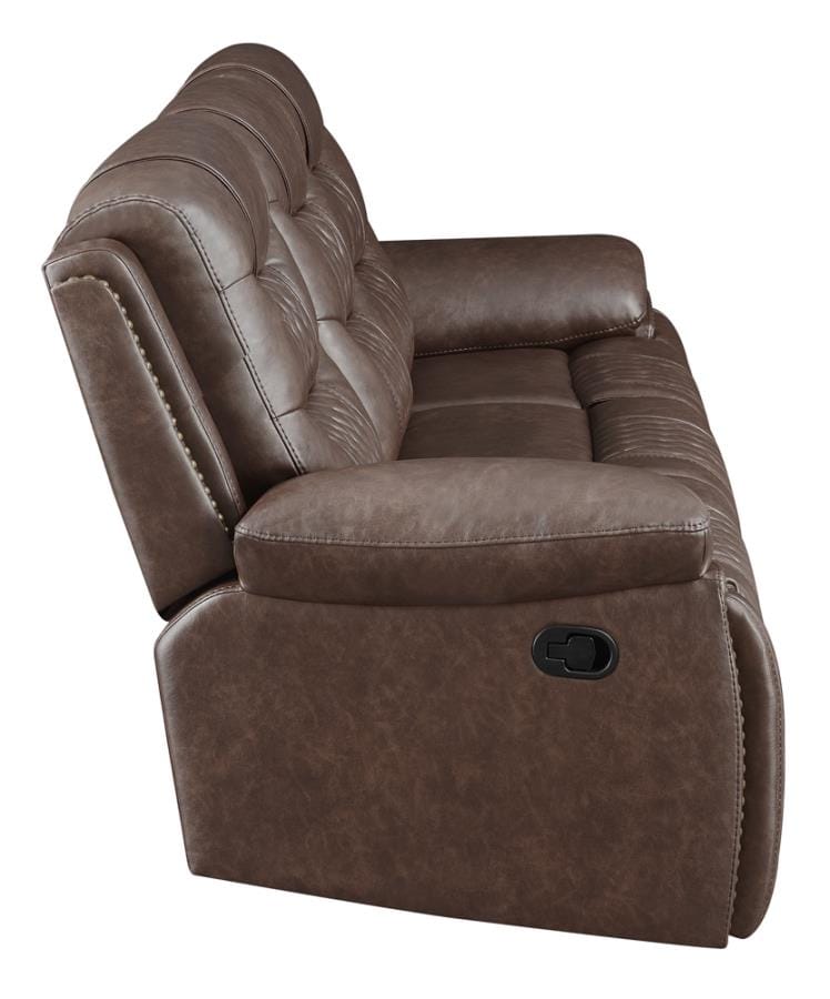 Flamenco Tufted Upholstered Motion Sofa Brown