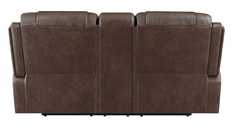 Flamenco Tufted Upholstered Motion Loveseat with Console Brown