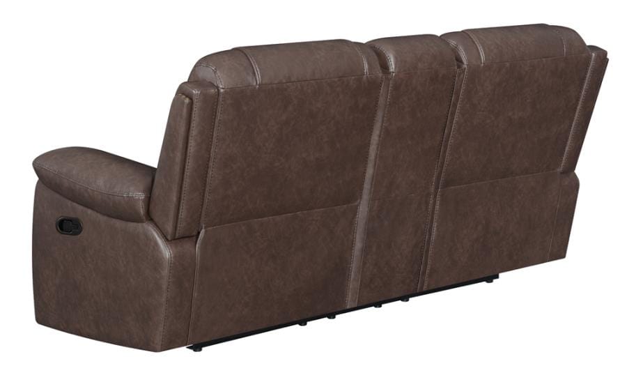 Flamenco Tufted Upholstered Motion Loveseat with Console Brown