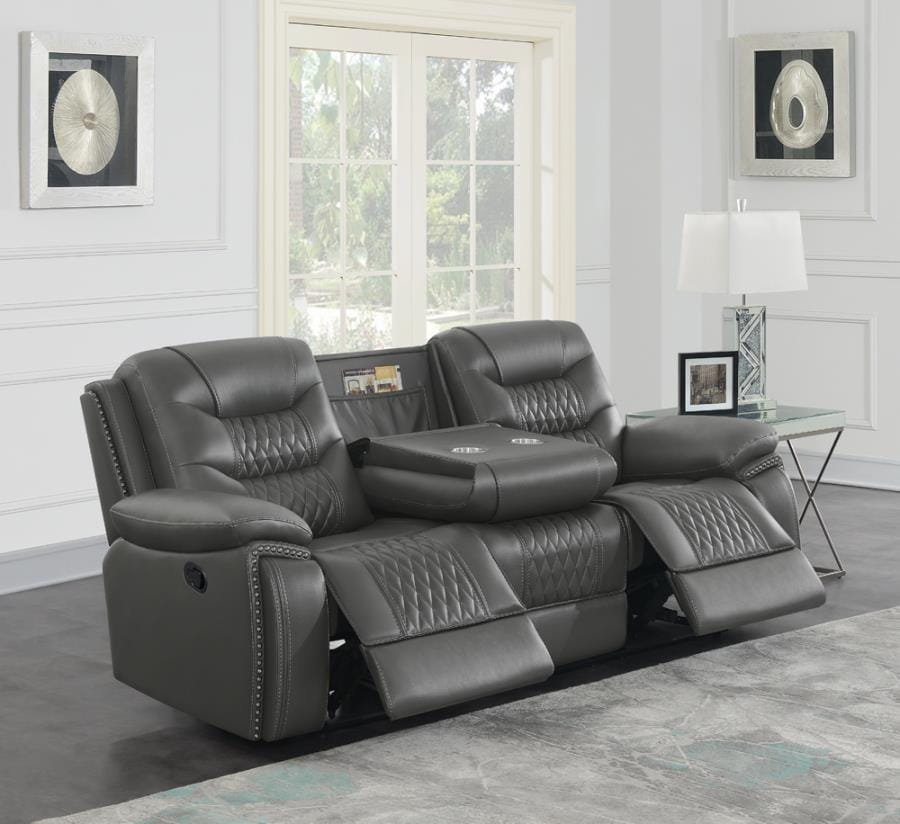 Flamenco Tufted Upholstered Motion Sofa Charcoal