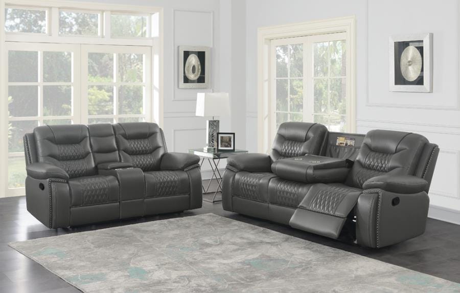 Flamenco Tufted Upholstered Motion Sofa Charcoal
