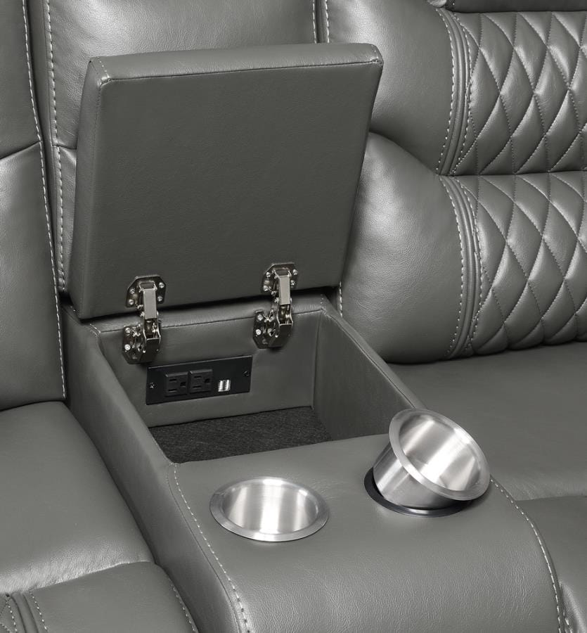 Flamenco Tufted Upholstered Motion Loveseat with Console Charcoal
