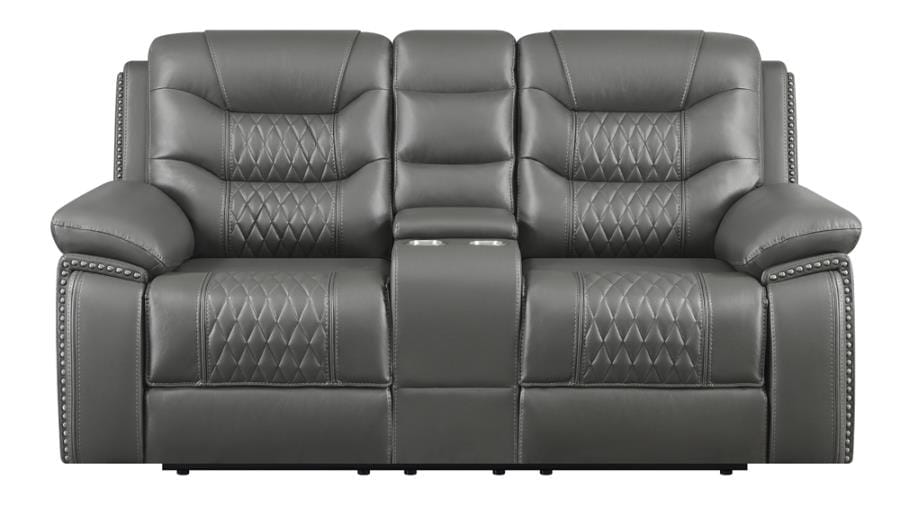 Flamenco Tufted Upholstered Motion Loveseat with Console Charcoal