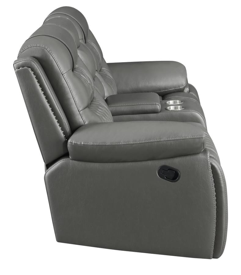 Flamenco Tufted Upholstered Motion Loveseat with Console Charcoal