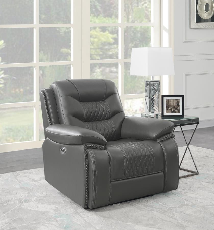 Flamenco Tufted Upholstered Power Recliner Charcoal