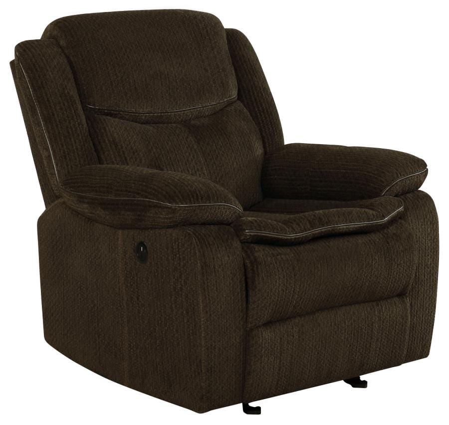 Jennings Upholstered Power Glider Recliner Brown