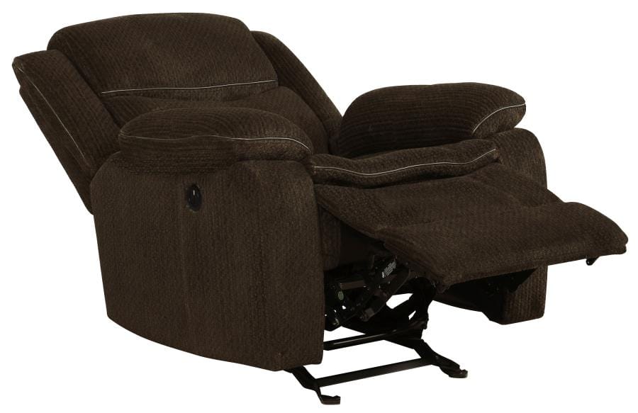 Jennings Upholstered Power Glider Recliner Brown