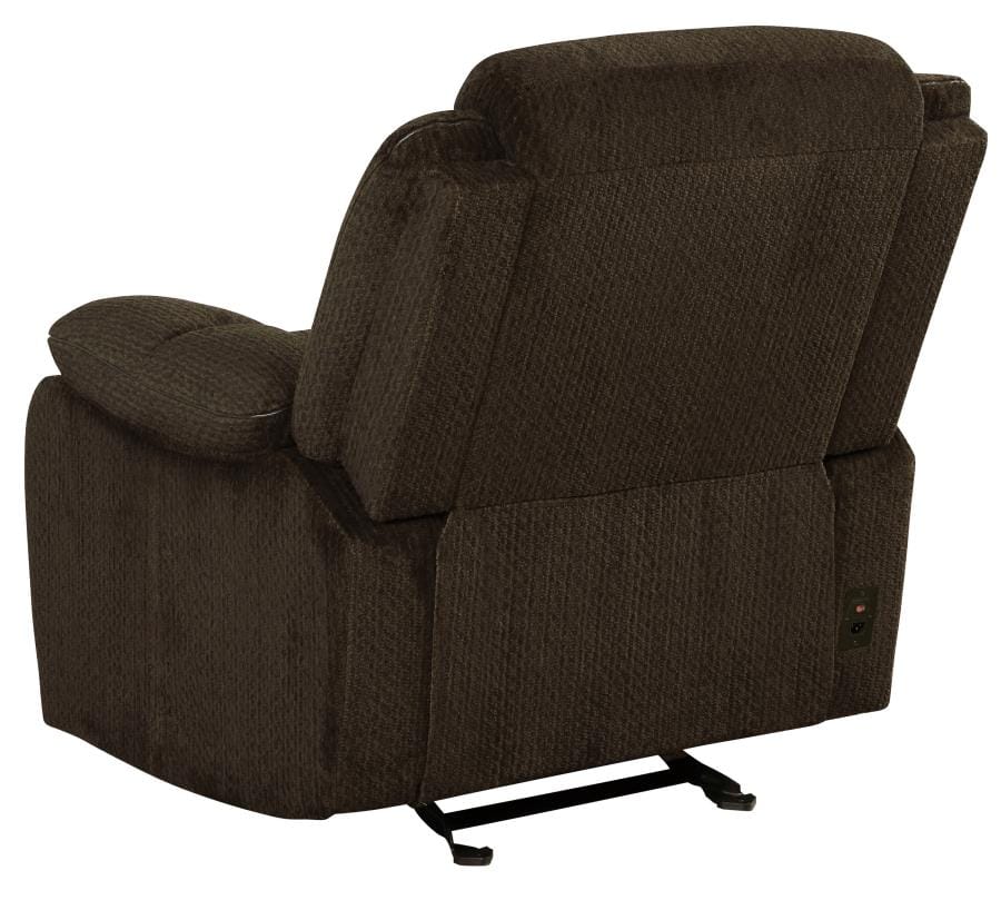 Jennings Upholstered Power Glider Recliner Brown