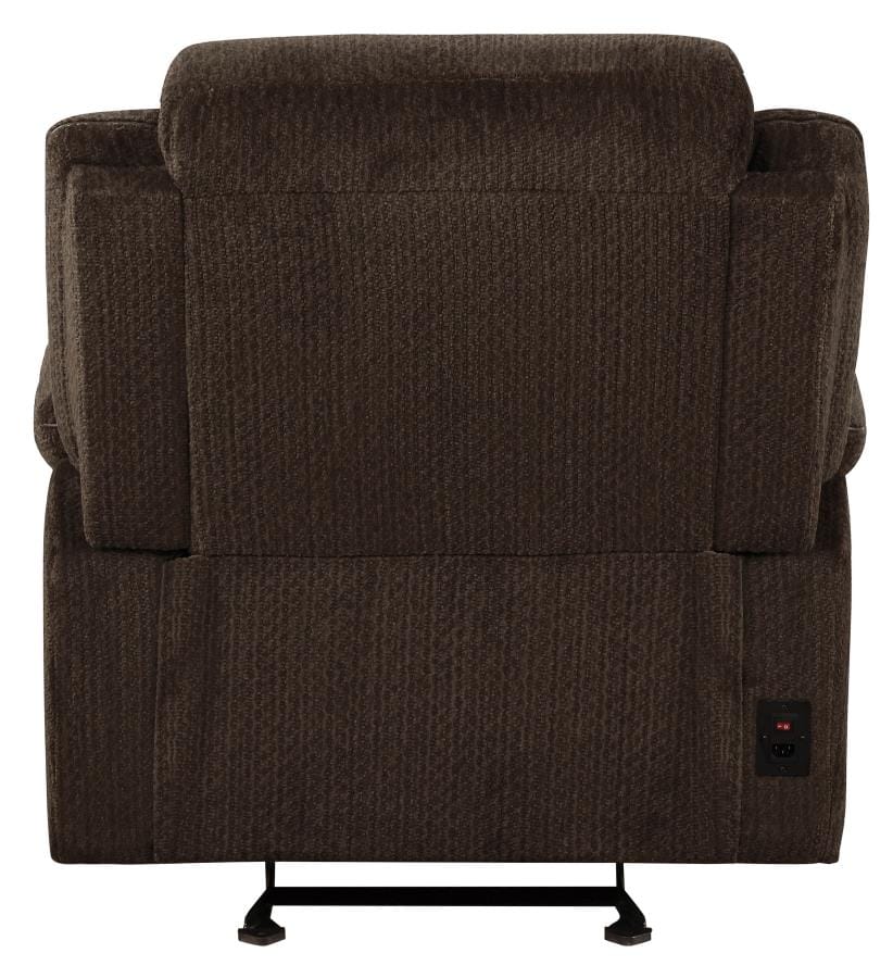 Jennings Upholstered Power Glider Recliner Brown