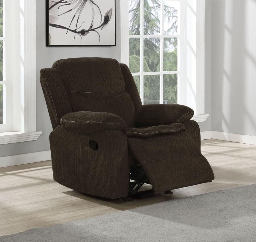 Jennings Upholstered Motion Glider Recliner Brown