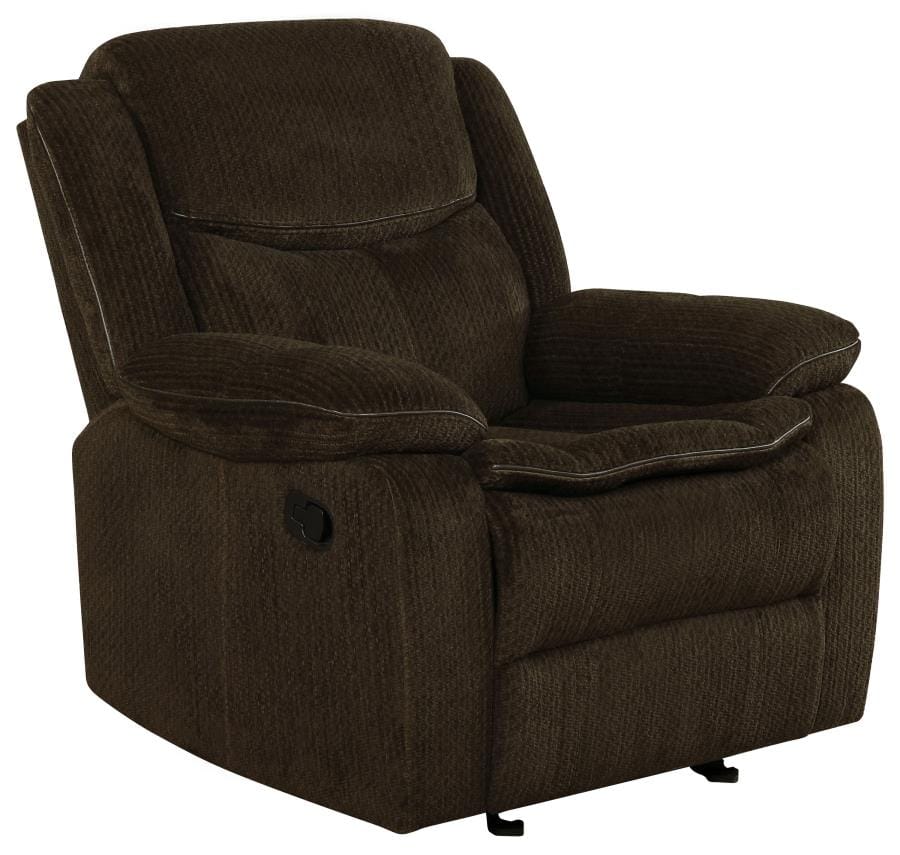 Jennings Upholstered Motion Glider Recliner Brown