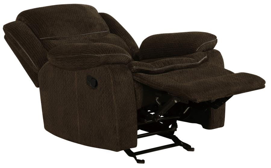 Jennings Upholstered Motion Glider Recliner Brown