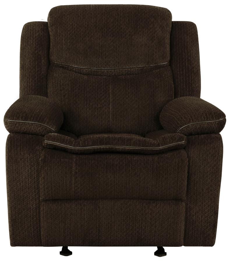 Jennings Upholstered Motion Glider Recliner Brown