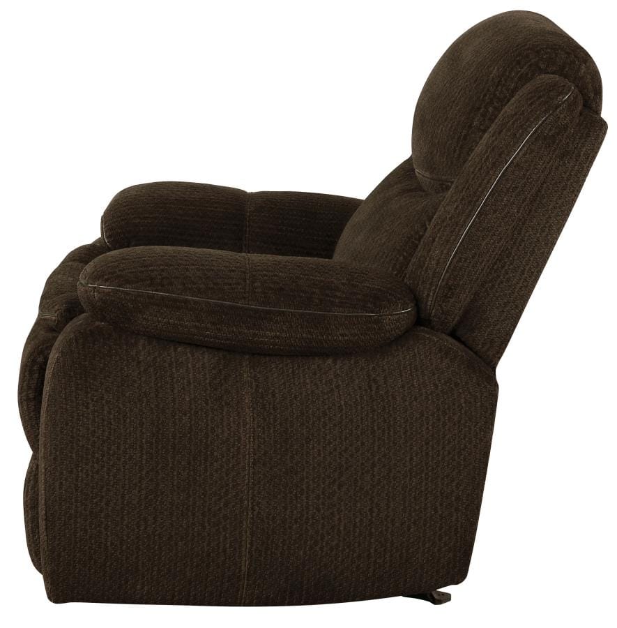 Jennings Upholstered Motion Glider Recliner Brown