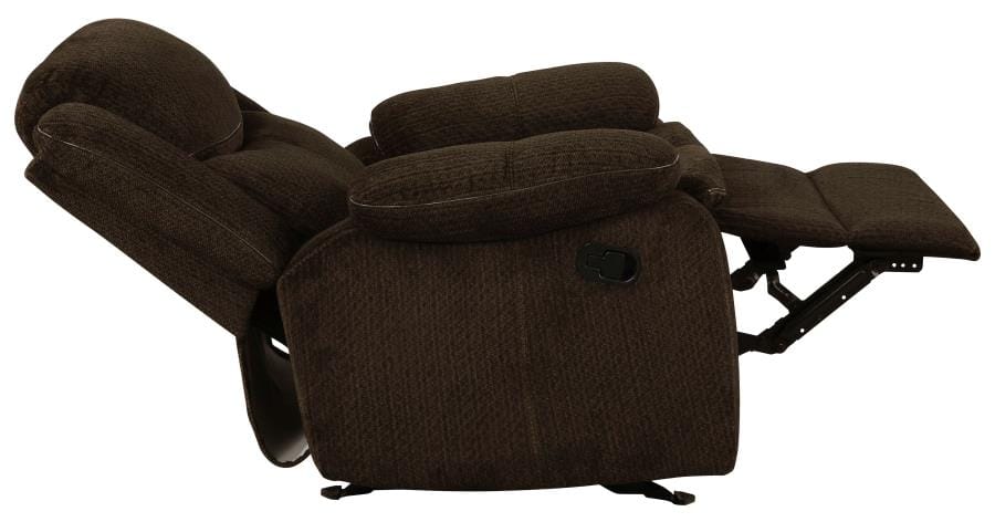 Jennings Upholstered Motion Glider Recliner Brown