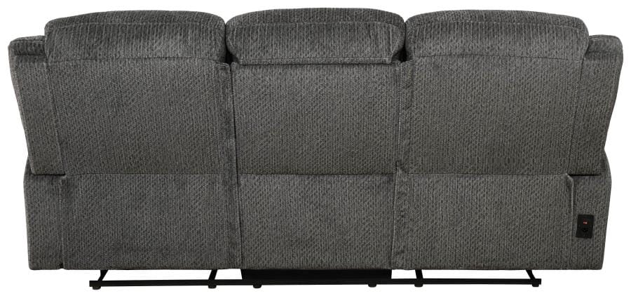 Jennings Upholstered Power Sofa with Drop-down Table Charcoal