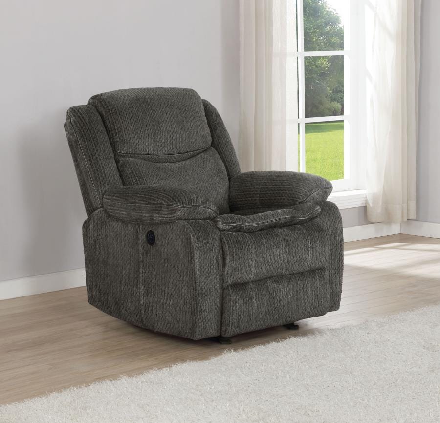 Jennings Upholstered Power Glider Recliner Charcoal