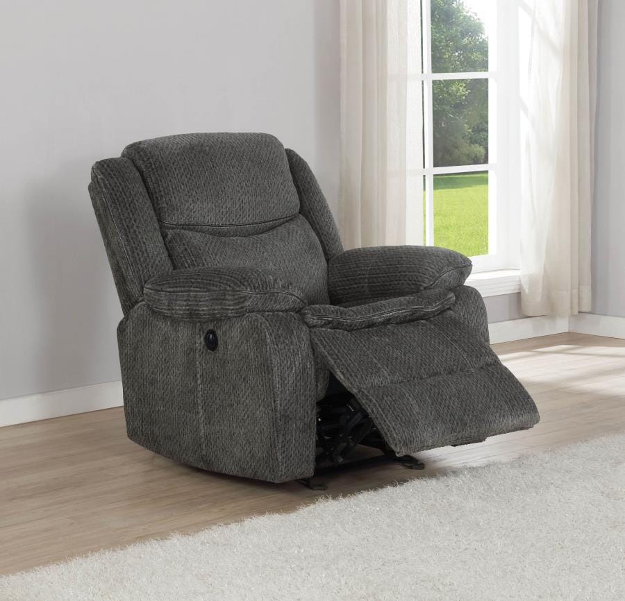 Jennings Upholstered Power Glider Recliner Charcoal