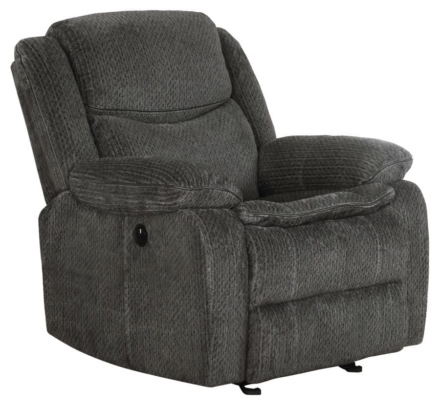 Jennings Upholstered Power Glider Recliner Charcoal