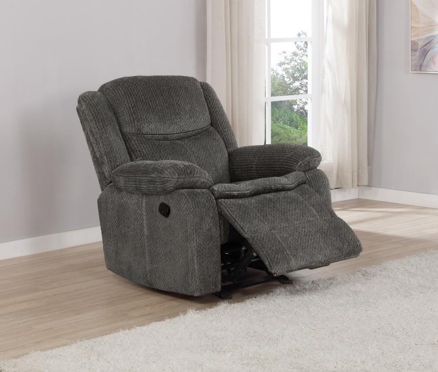 Jennings Upholstered Motion Glider Recliner Charcoal